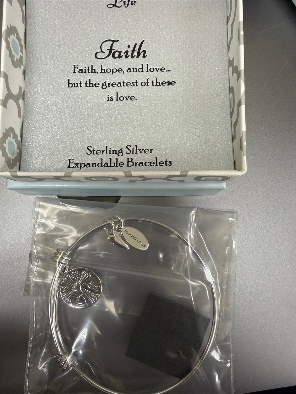 Xtraordinary Sterling Silver Expandable Bracelet with Round Cross Charm